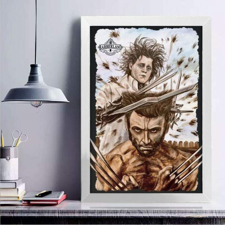 Quadro Decorativo Edward Mos de Tesoura e Wolverine