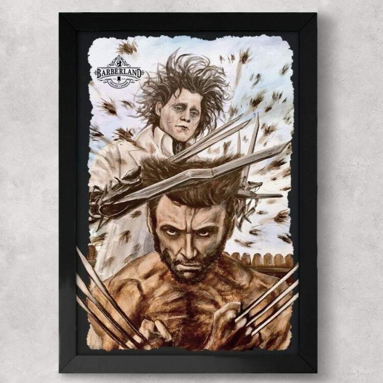 Quadro Decorativo Edward Mos de Tesoura e Wolverine