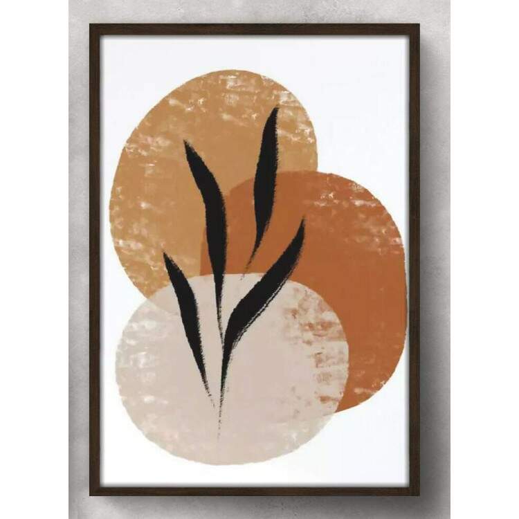 Quadro Decorativo Abstrato Crculos e Folhas