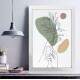 Quadro Decorativo Abstrato M�os e Folhas Minimalistas Boho