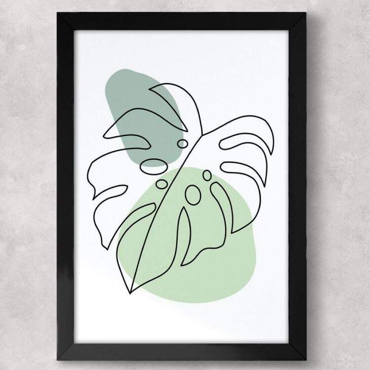 Quadro Decorativo Abstrato Folha e Crculos Minimalista