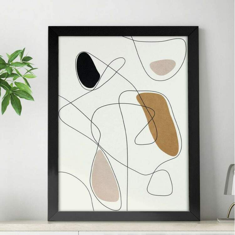 Quadro Decorativo Abstrato Rabiscos Minimalistas