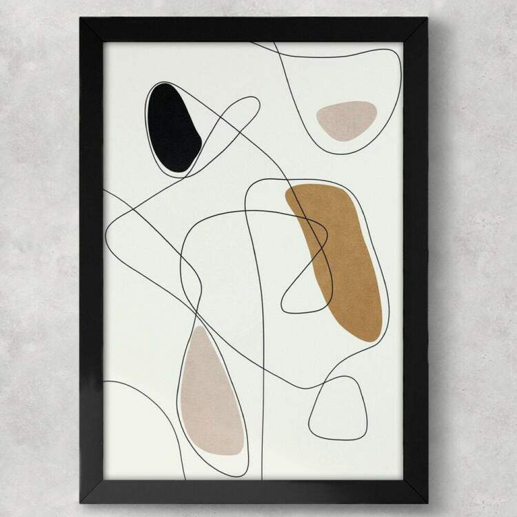 Quadro Decorativo Abstrato Rabiscos Minimalistas