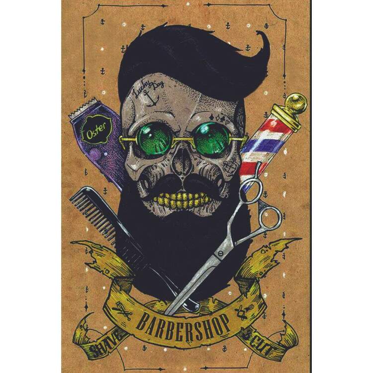 Placa Decorativa Barbearia Caveira