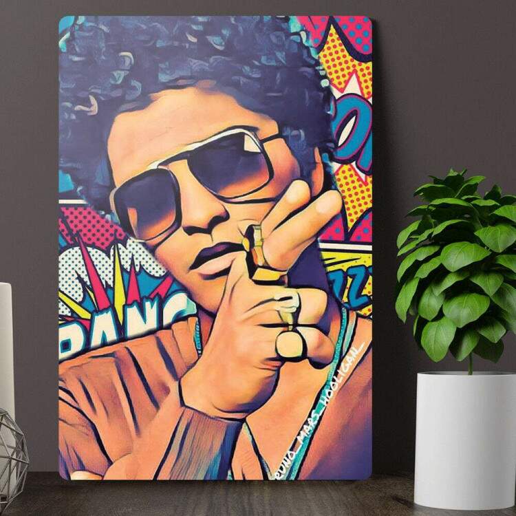 Placa Decorativa Bruno Mars Pop Art