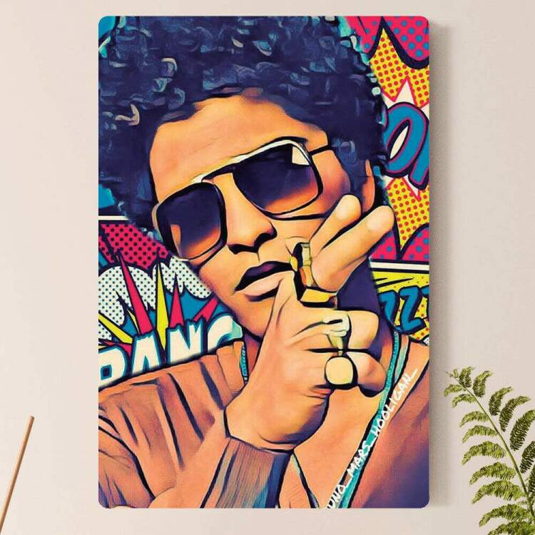 Placa Decorativa Bruno Mars Pop Art