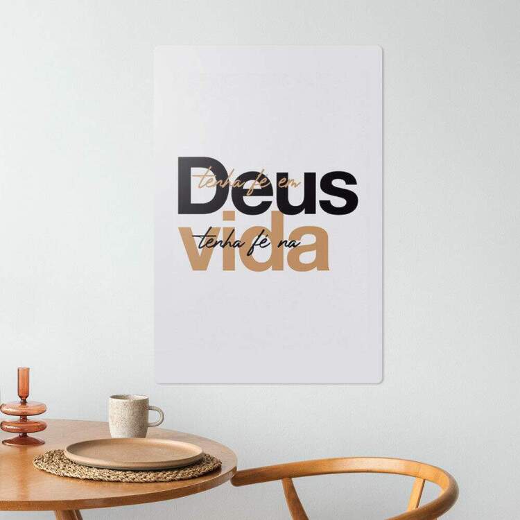 Placa Decorativa Tenha F em Deus Tenha F na Vida