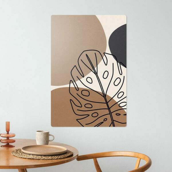 Placa Decorativa Abstrato Folha e Crculos