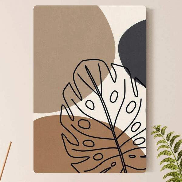 Placa Decorativa Abstrato Folha e Crculos