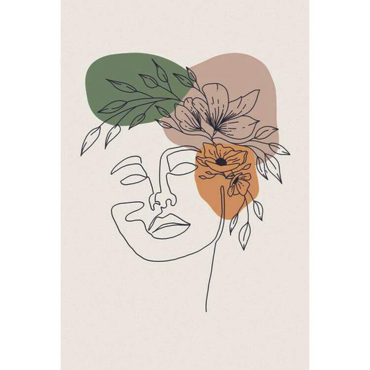 Placa Decorativa Abstrato Face de Mulher Minimalista