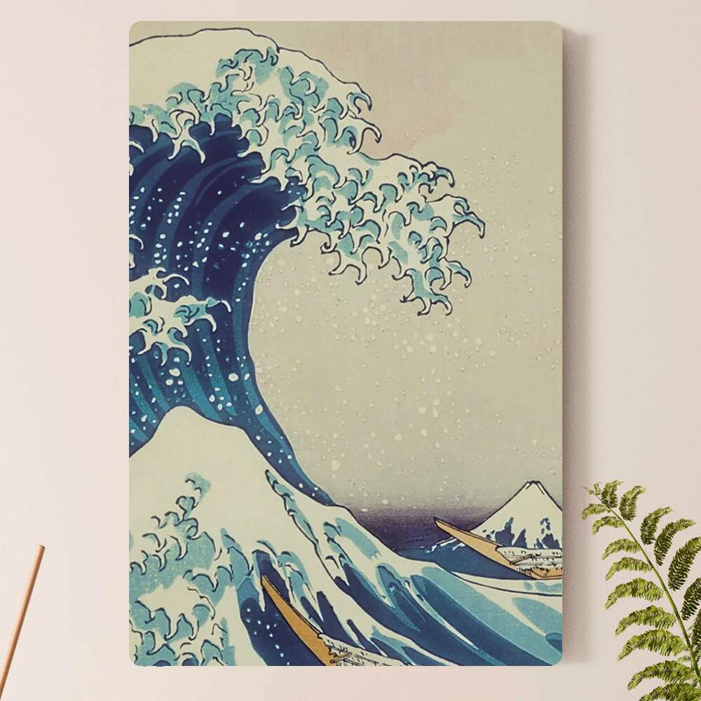Placa Decorativa Ondas Pintura Japonesa