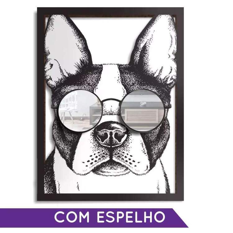 Quadro Decorativo Espelhado Cachorro de culos