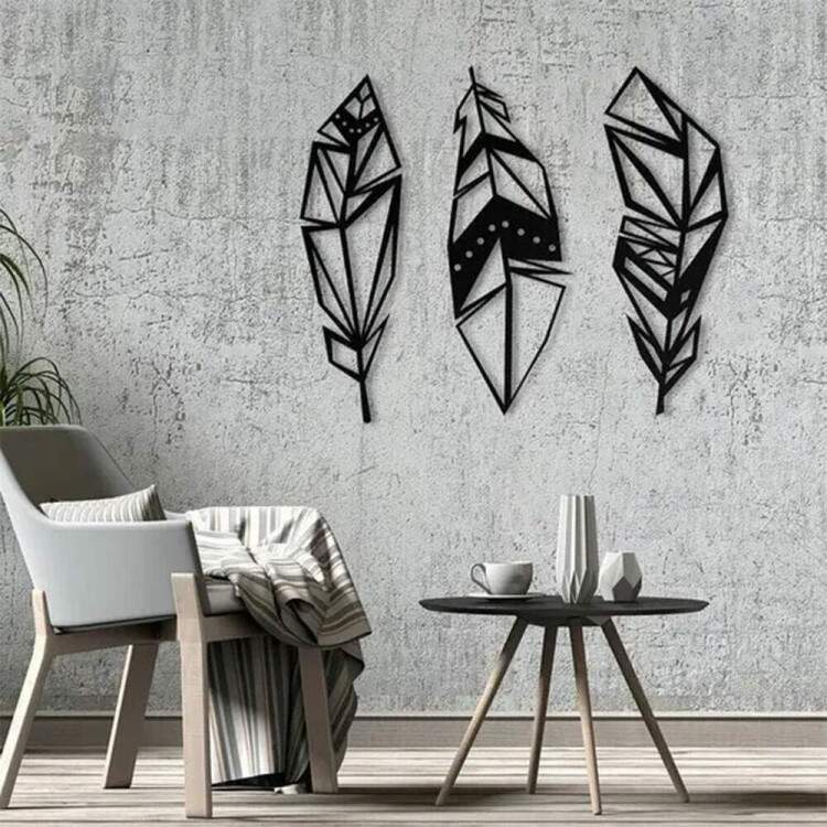 Quadro Decorativo Vazado Trio Folhas Soltas