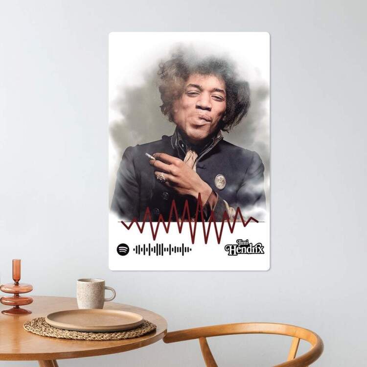 Placa Decorativa Spotify Jimi Hendrix