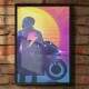 Quadro Decorativo Pintura Motoqueiro Retr�
