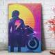 Quadro Decorativo Pintura Motoqueiro Retr�