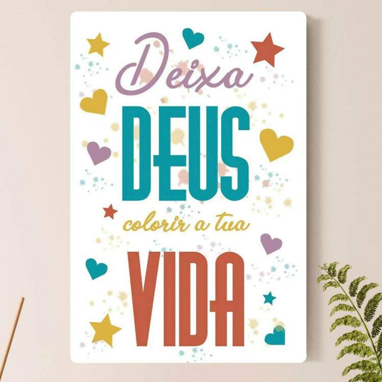 Placa Decorativa F e Religio Deixa Deus Colorir a Sua Vida