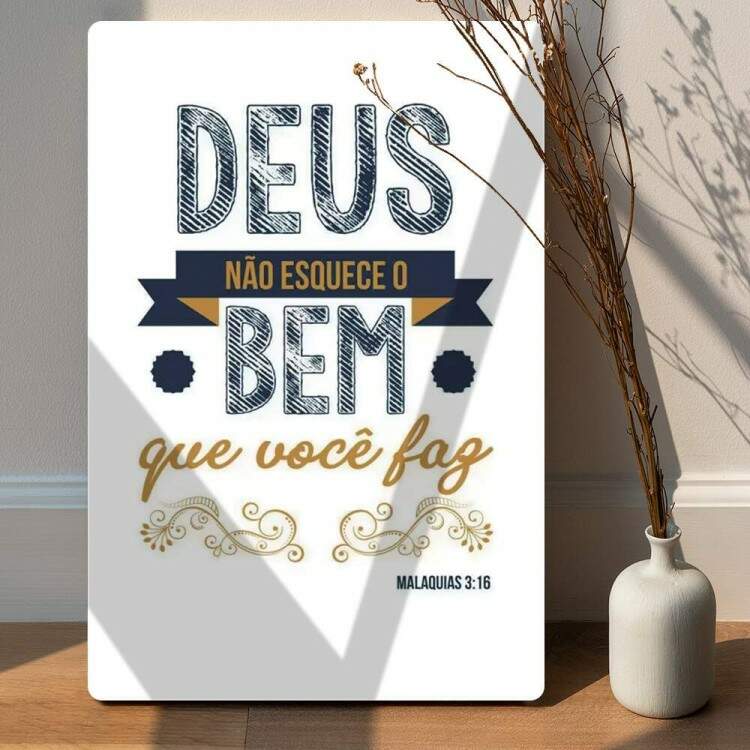 Placa Decorativa F e Religio Deus no Esquece o Bem