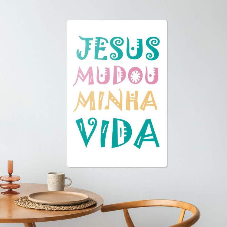 Placa Decorativa F e Religio Jesus Mudou Minha Vida