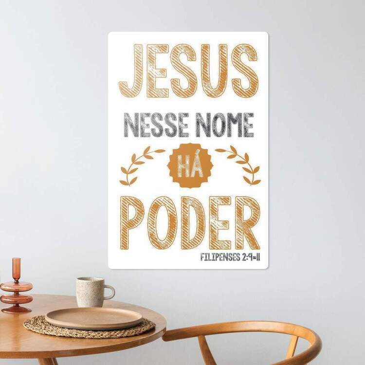 Placa Decorativa F e Religio Jesus Nesse Nome h Poder