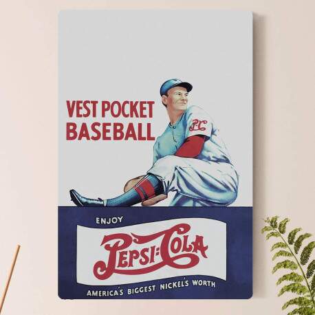 Placa Decorativa Vest Pocket Baseball Pepis Cola