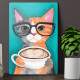 Placa Decorativa Gatinho com Cappuccino