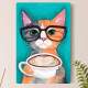 Placa Decorativa Gatinho com Cappuccino