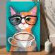 Placa Decorativa Gatinho com Cappuccino