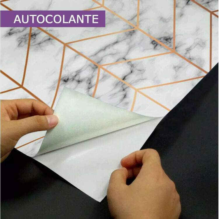 Papel de Parede Mrmore Branco com Rose Chevron