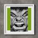 Quadro Decorativo Face Hulk Preto e Branco