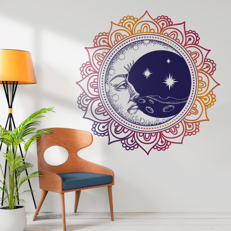 Adesivo de Parede Mandala Colorida Lua