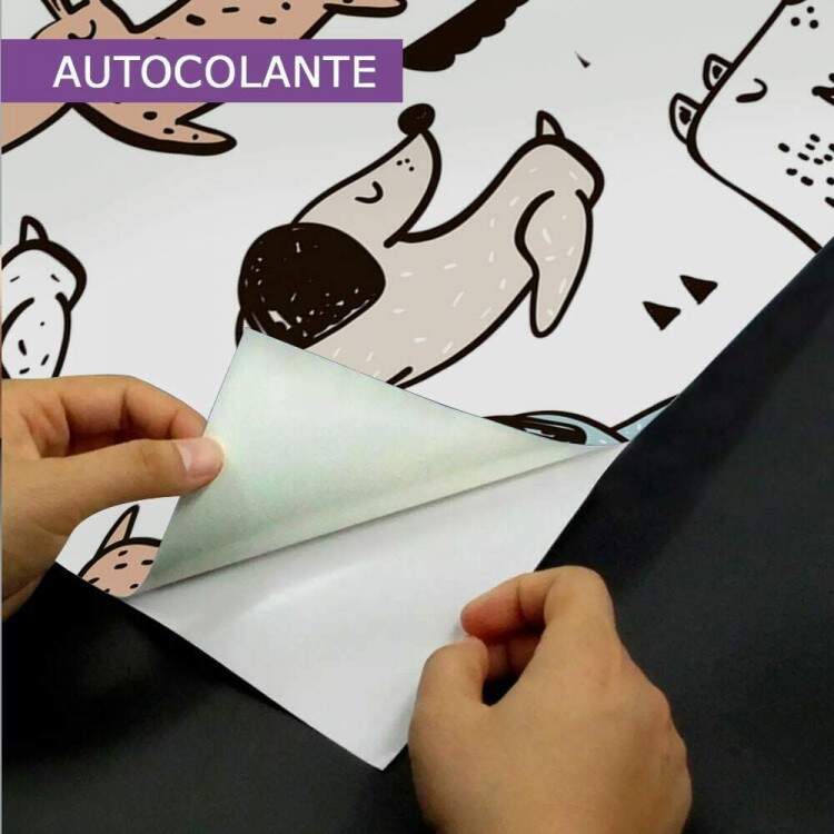 Papel de Parede Infantil Desenhos de Cachorrinhos Coloridos