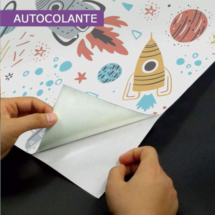 Papel de Parede Infantil Planetas e Foguetes Coloridos