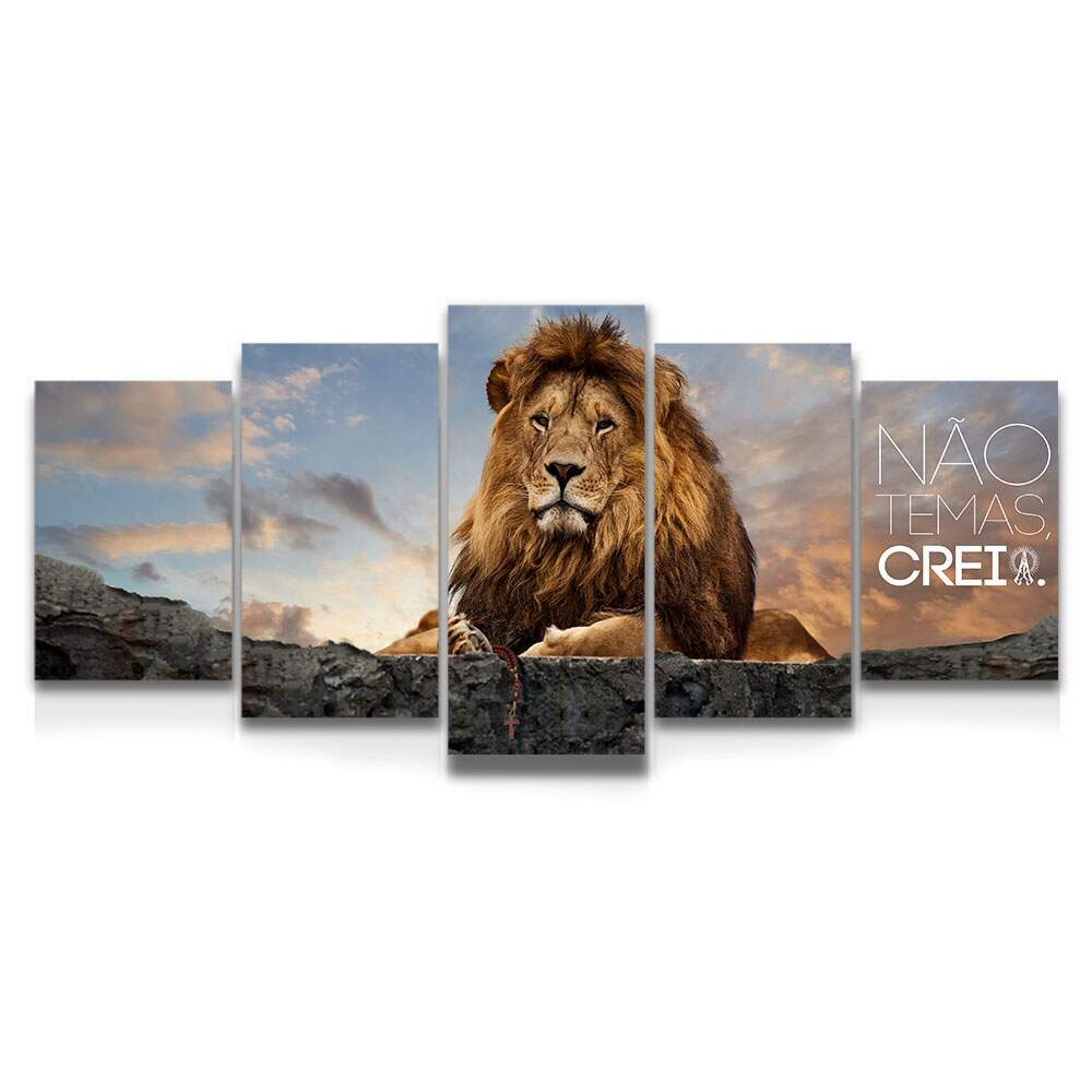 Kit Quadros Decorativos Mosaico Le�o N�o Temas Creia