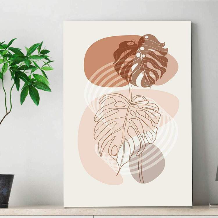 Placa Decorativa Abstrato Floral Marrom
