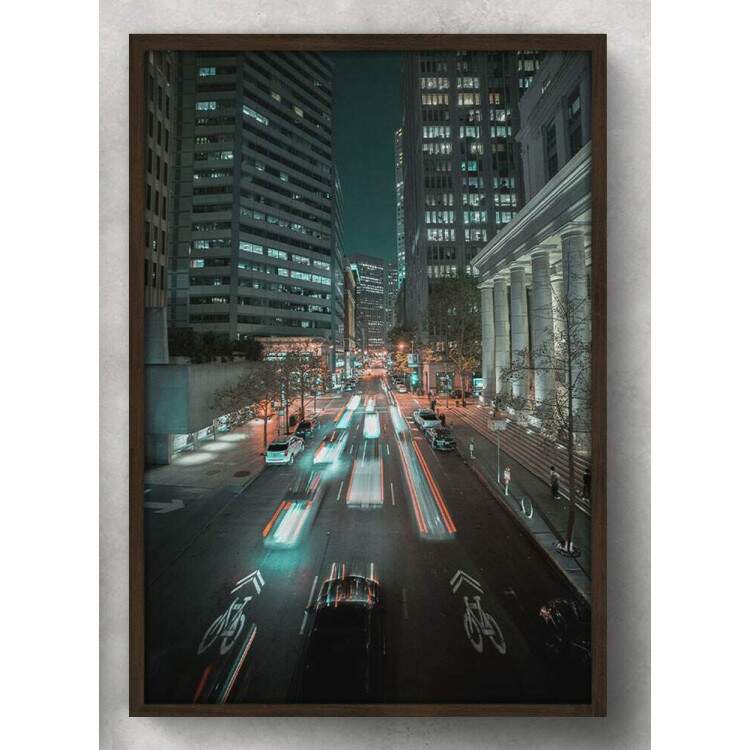 Quadro Decorativo Carros a Noite na Cidade