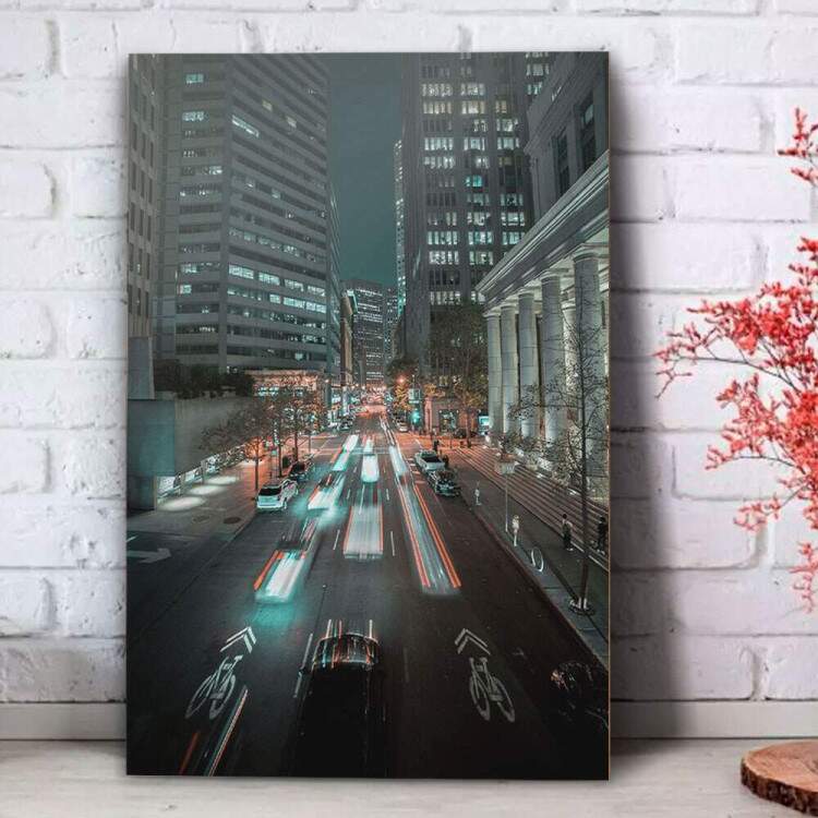 Quadro Carros a Noite na Cidade
