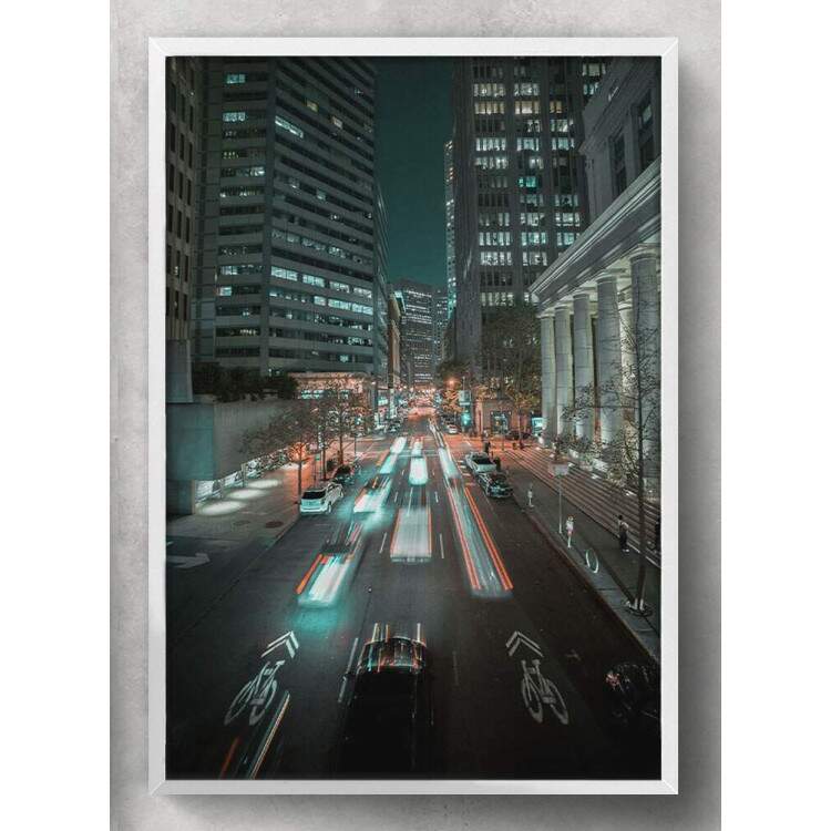 Quadro Carros a Noite na Cidade