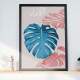 Quadro Decorativo Abstrato Folhas Tropicais Rosa e Azul