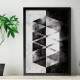 Quadro Decorativo Abstrato Geom�trico Tri�ngulos Preto e Branco