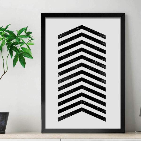 Quadro Decorativo Abstrato Geomtrico Setas Preto e Branco