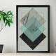 Quadro Decorativo Abstrato Geom�trico M�rmore Verde com Dourado
