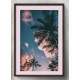 Quadro Decorativo Coqueiros e Nuvens Rosas