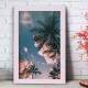 Quadro Decorativo Coqueiros e Nuvens Rosas