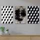 Kit 3 Quadros Decorativos Abstrato Geom�trico Cubos e Pol�gono Preto e Cinza