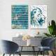 Kit 2 Quadros Decorativos Abstrato M�rmore Le�o Azul