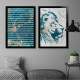 Kit 2 Quadros Decorativos Abstrato M�rmore Le�o Azul
