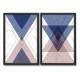 Kit Quadros Decorativos Abstrato Tri�ngulos M�rmore Lil�s com Dourado