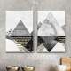 Kit 2 Quadros Decorativos Abstrato M�rmore Pir�mides Tons de Cinza