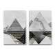 Kit 2 Quadros Decorativos Abstrato M�rmore Pir�mides Tons de Cinza